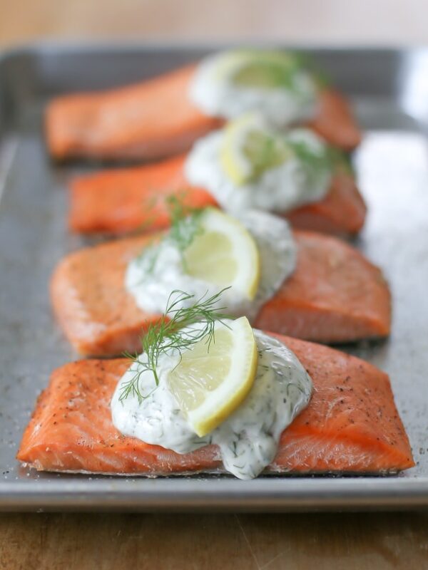Salmon with Creamy Garlic Dill Sauce