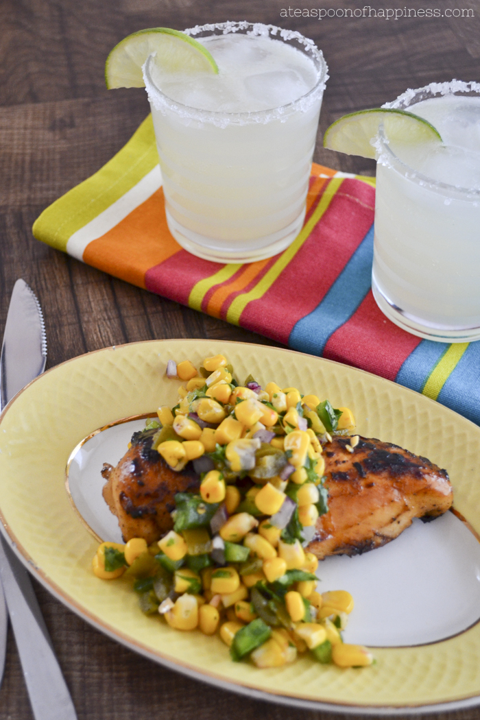 Tequila Lime Chicken topped with Corn Salsa Simply Whisked