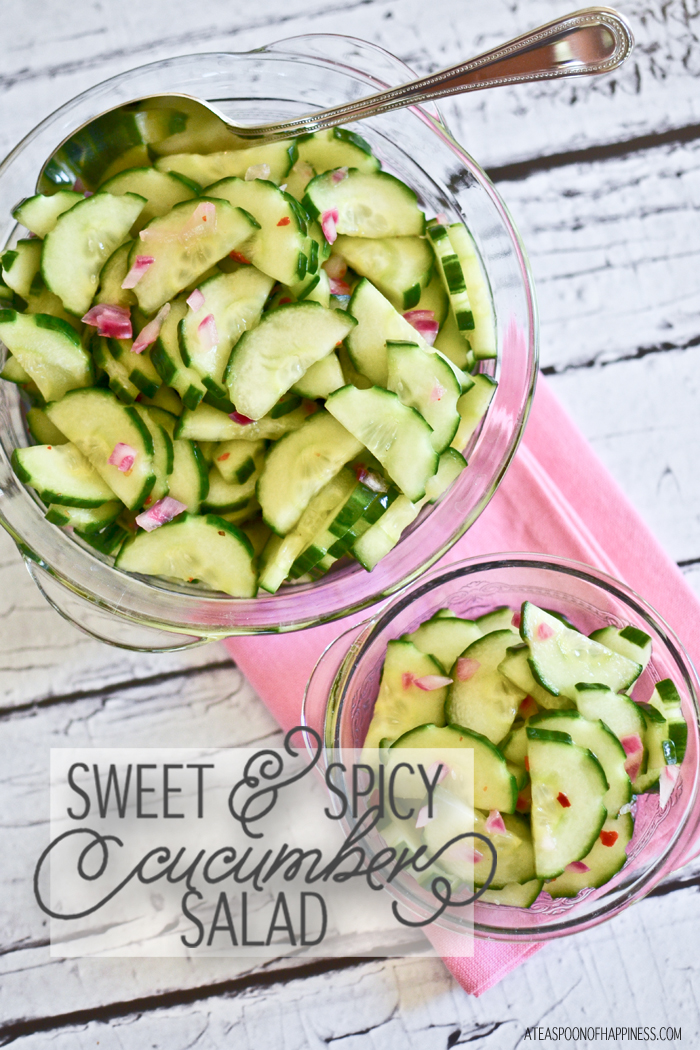 SWEET AND SPICY CUCUMBER SALAD - ATEASPOONOFHAPPINESS.COM