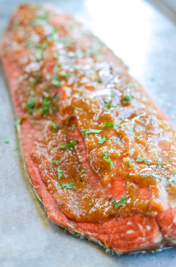 5 Ingredient Miso Roasted Salmon | simplywhisked.com
