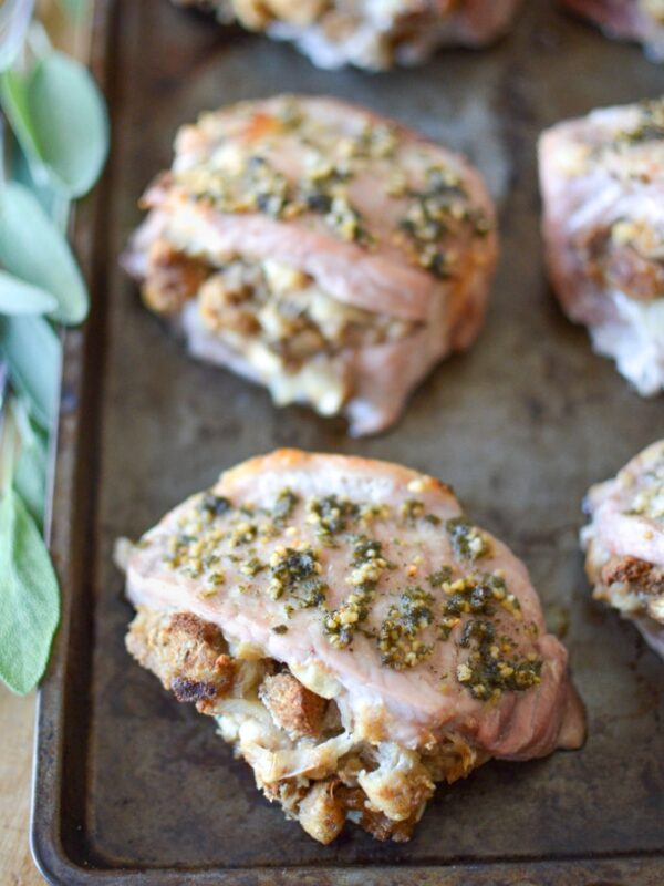 Friday Night Dinner: Baked Stuffed Pork Chops | Gilmore Girls recipe | @simplywhisked