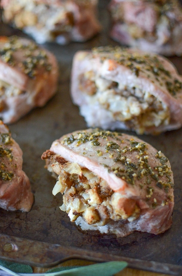 Friday Night Dinner: Baked Stuffed Pork Chops | Gilmore Girls recipe | @simplywhisked