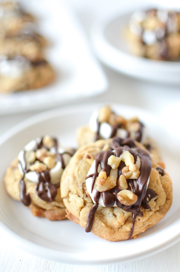 Rocky road cookies on a plate. 