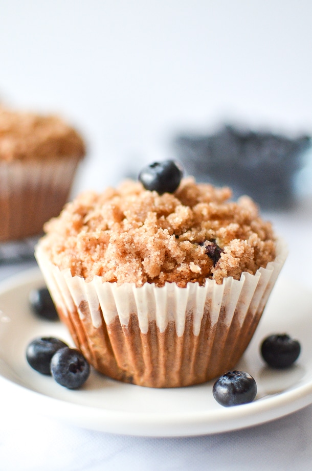 Dairy Free Blueberry Muffins with Crumb Topping - Simply Whisked
