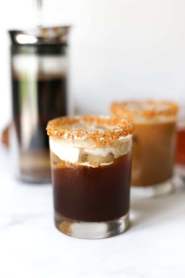 Toasted Coconut Shakerato | Iced Coffee recipe, coconut cold brew copycat | @simplywhisked