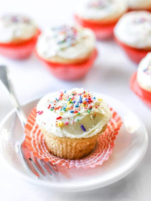 Dairy Free Vanilla Cupcakes | Dairy Free Desserts, Classic Vanilla Cupcakes, Dairy Free Birthday, Birthday Cupcakes, Yellow Cupcakes, Dairy Free Cupcakes | @simplywhisked