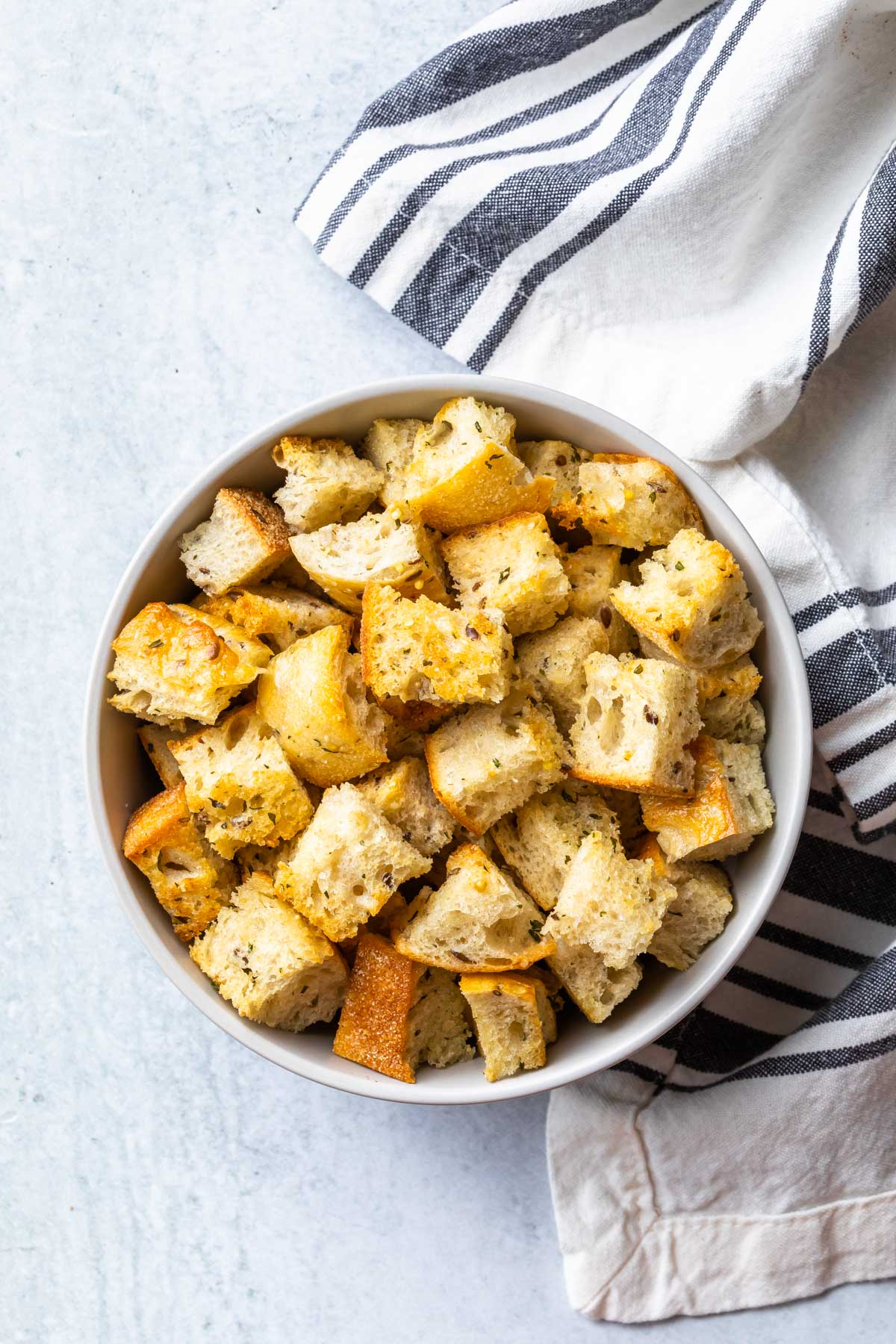 homemade croutons in a bowl