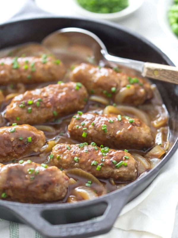 Homemade Irish Sausage with Onion Stout Gravy