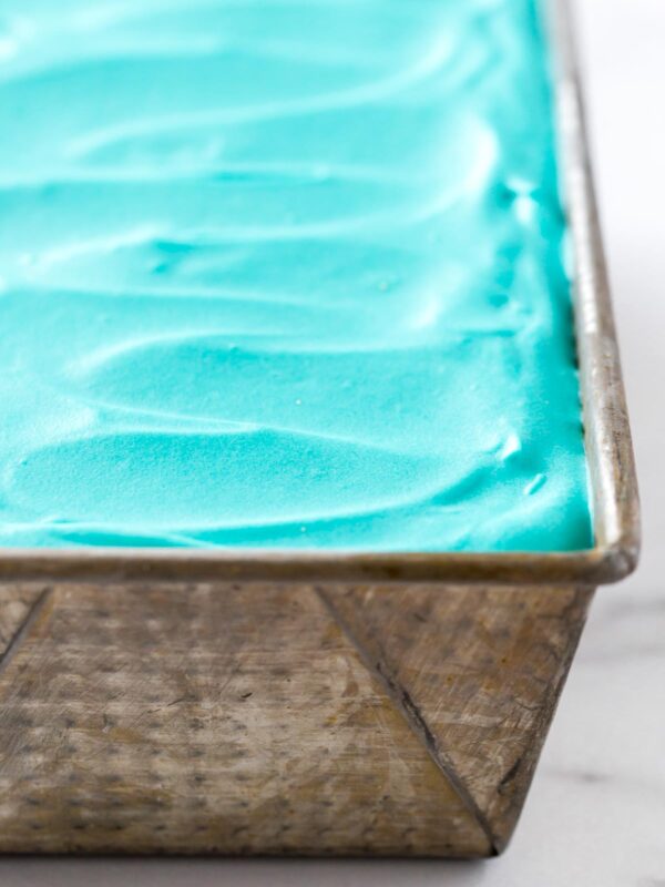 vegan blue moon ice cream in a vintage loaf pan