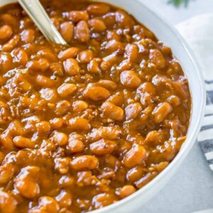 Instant Pot Baked Beans with bacon and brown sugar