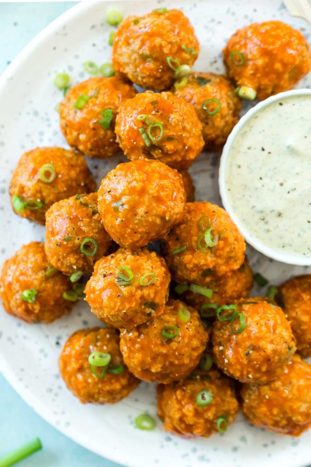 buffalo chicken meatballs with dairy free ranch