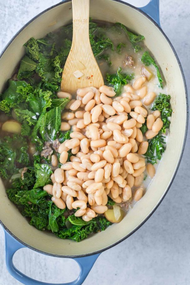 kale and white bean soup with sausage