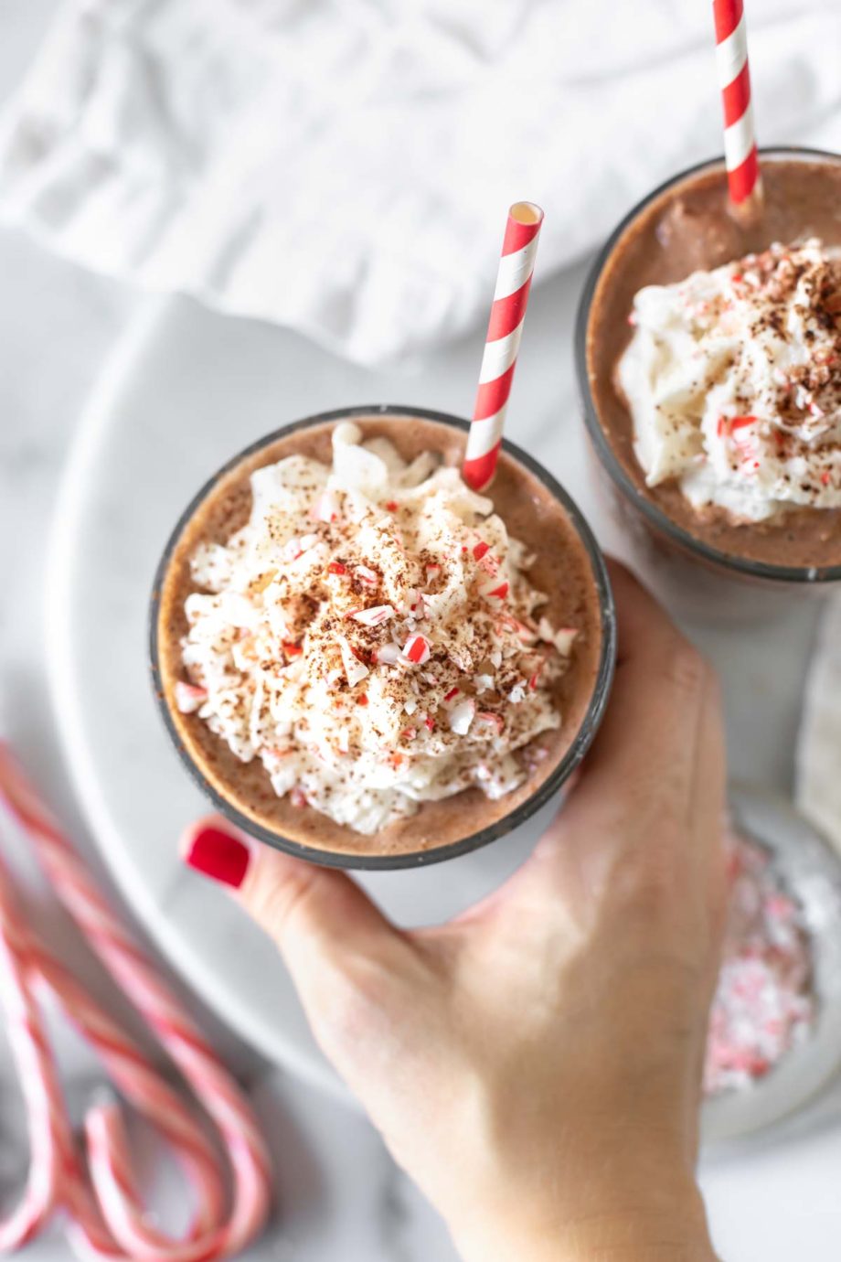 Peppermint Frozen Hot Chocolate (Dairy Free) - Simply Whisked