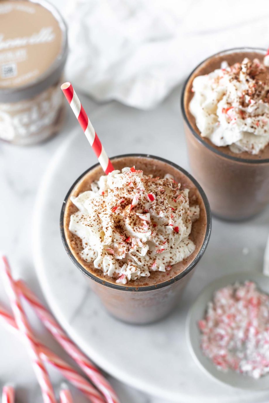 Peppermint Frozen Hot Chocolate (Dairy Free) - Simply Whisked