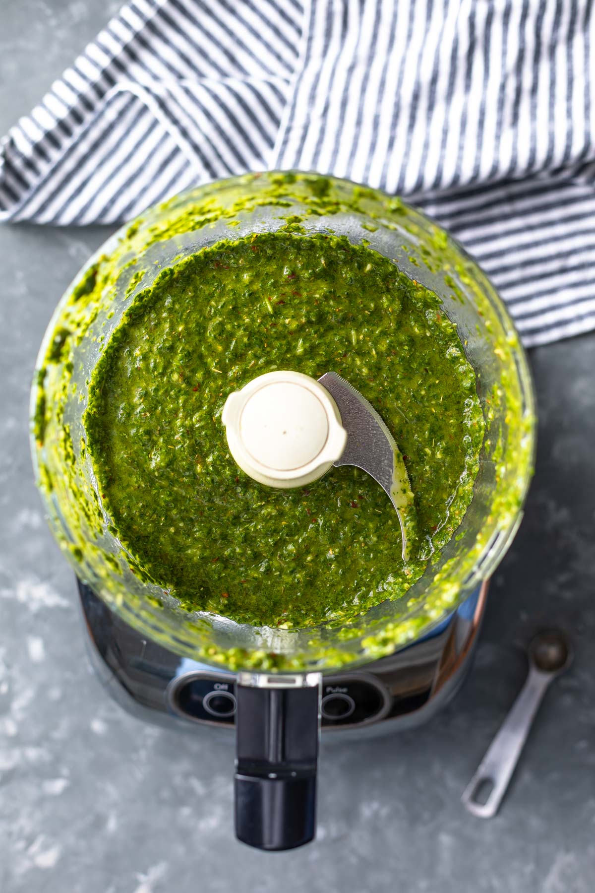 chimichurri sauce freshly blended in the food processor