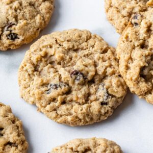 up close view of vegan oatmeal cookies