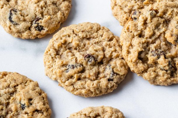 up close view of vegan oatmeal cookies