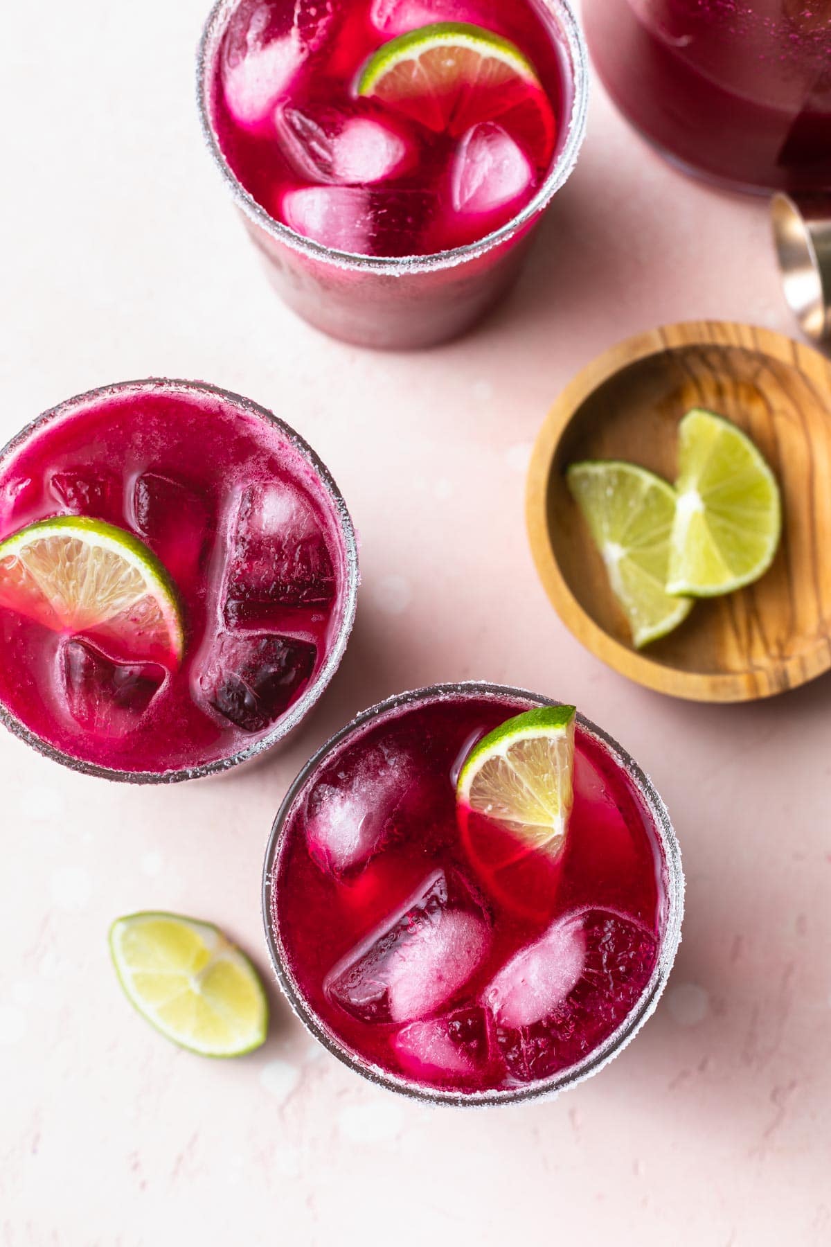 overhead image of three margaritas