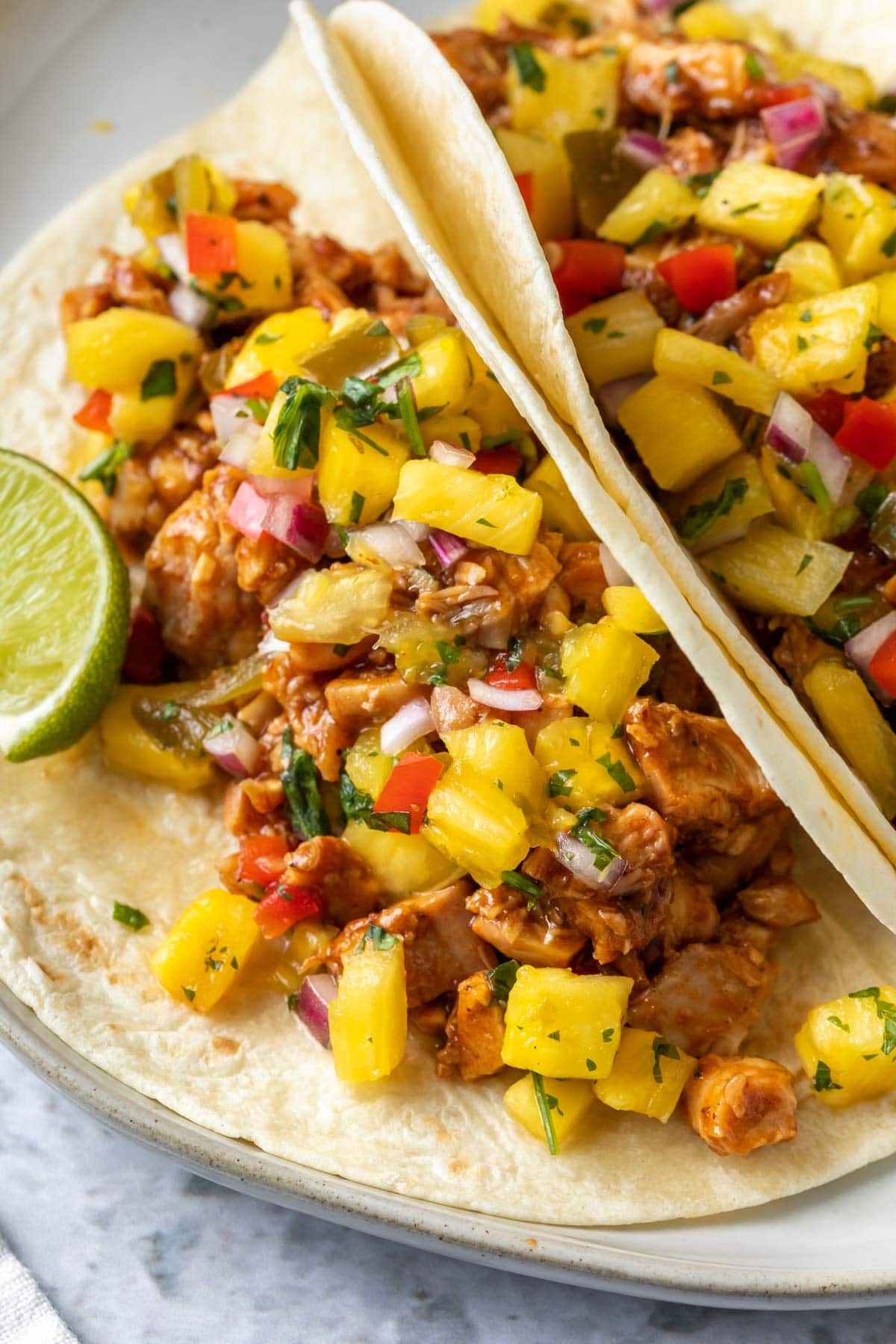 BBQ Chicken Tacos with Fresh Pineapple Salsa