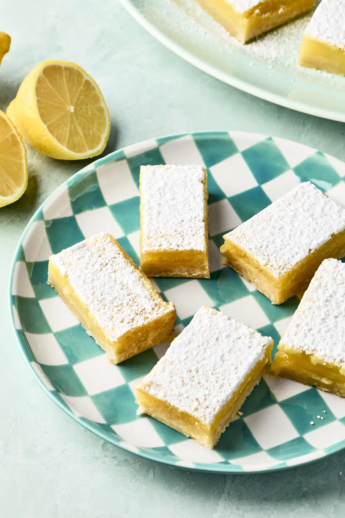 Dairy-free lemon bars with shortbread crust and lemon curd filling for tangy easy dessert